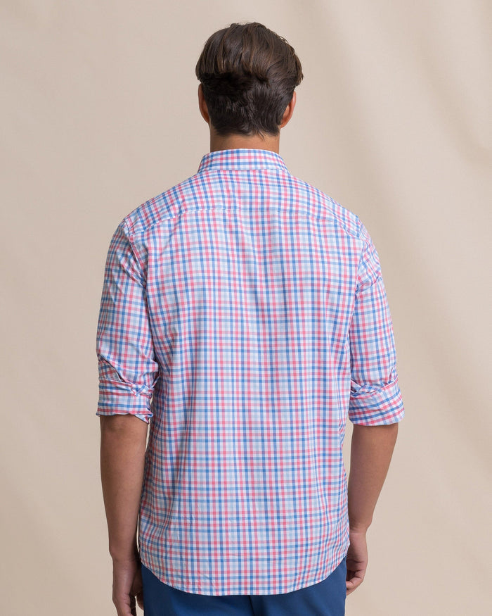 The back view of the Southern Tide Palm Valley Coastal Breeze® Sport Shirt by Southern Tide - Island Pink