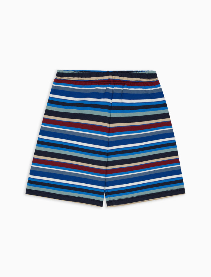 Pantaloncino corto bambino cotone blu Royal righe multicolor - Gallo 1927 - Official Online Shop