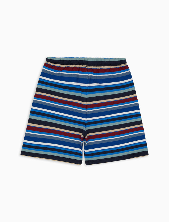 Pantaloncino corto bambino cotone blu Royal righe multicolor - Gallo 1927 - Official Online Shop