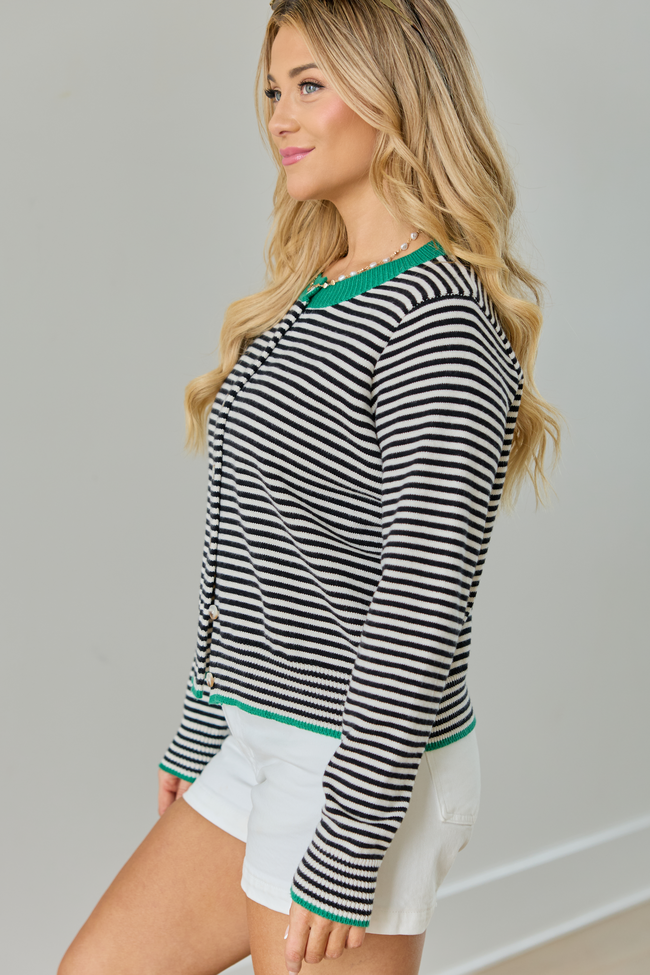 Patricia Green Trim Striped Cardigan FINAL SALE