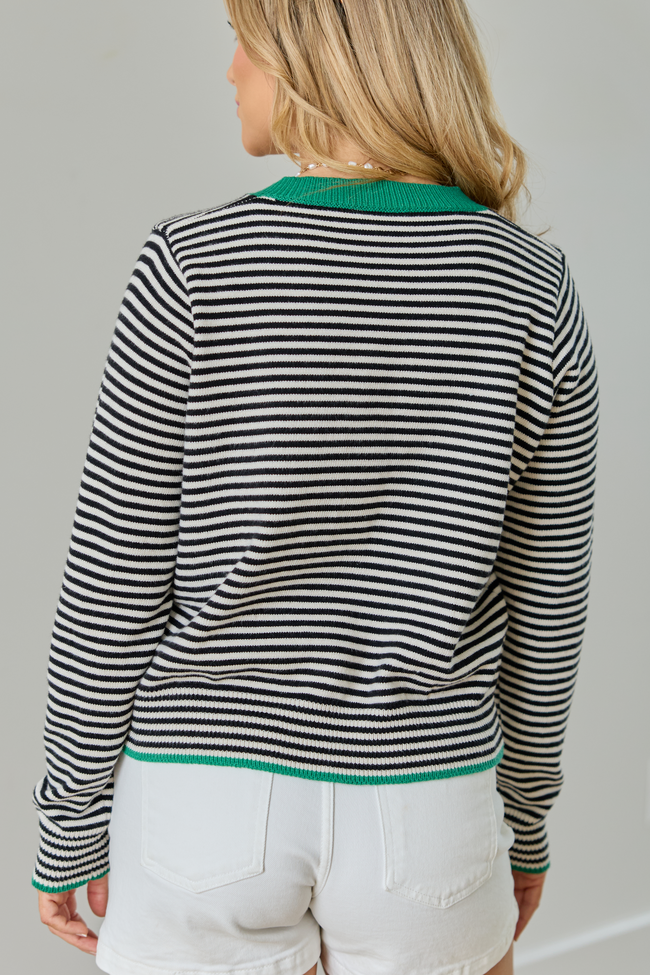 Patricia Green Trim Striped Cardigan FINAL SALE