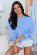 Payton Blue Cropped Crewneck Top FINAL SALE