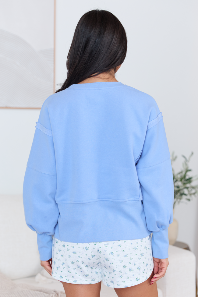 Payton Blue Cropped Crewneck Top FINAL SALE