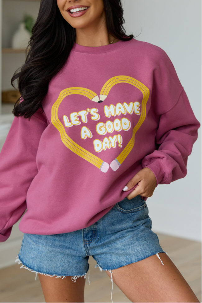 Pencil Heart Rose Graphic Sweatshirt