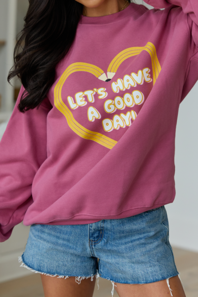 Pencil Heart Rose Graphic Sweatshirt