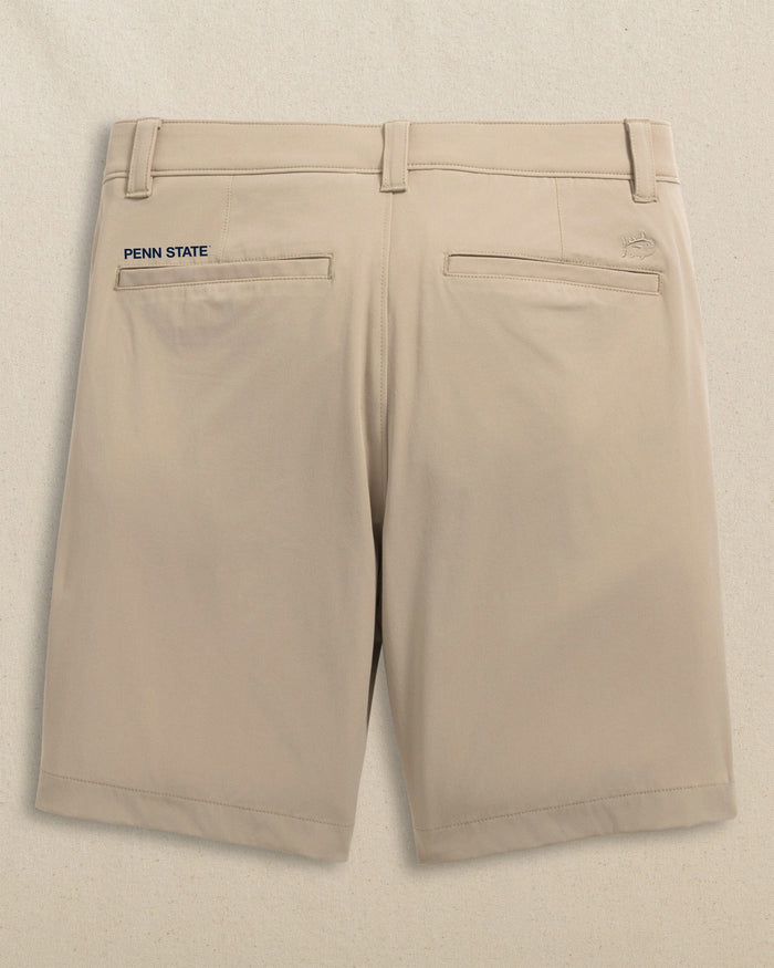 The back view of the Southern Tide Penn State Nittany Lions Birdie 8" Coastal Breeze® Performance Short by Southern Tide - Sandstone Khaki
