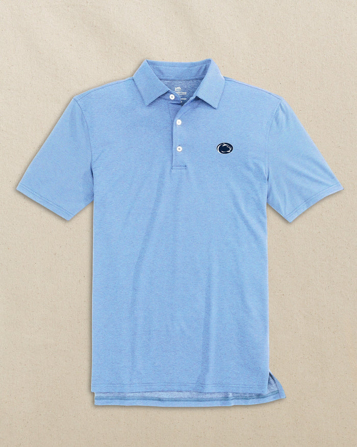 The front view of the Southern Tide Penn State Nittany Lions brrr°®-eeze Heather Polo by Southern Tide - Heather Ocean Channel