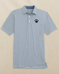 The front view of the Southern Tide Penn State Nittany Lions brrr°®-eeze Meadowbrook Stripe Polo by Southern Tide - Aged Denim