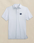 The front view of the Southern Tide Penn State Nittany Lions Driver Dunes Edge Plaid Polo by Southern Tide - Slate Grey