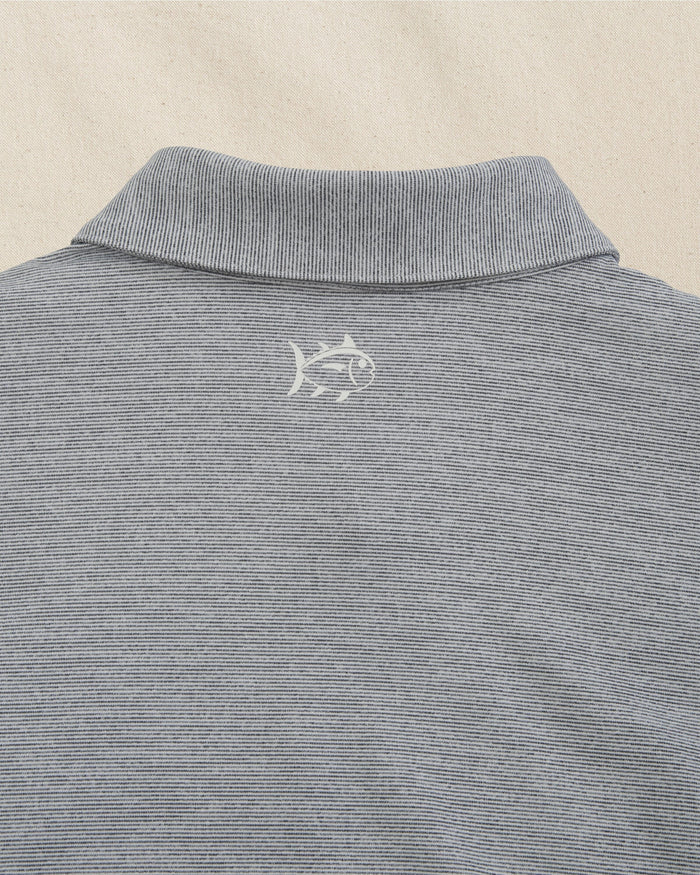 The back detail view of the Southern Tide Penn State Nittany Lions Driver Spacedye Polo by Southern Tide - Navy