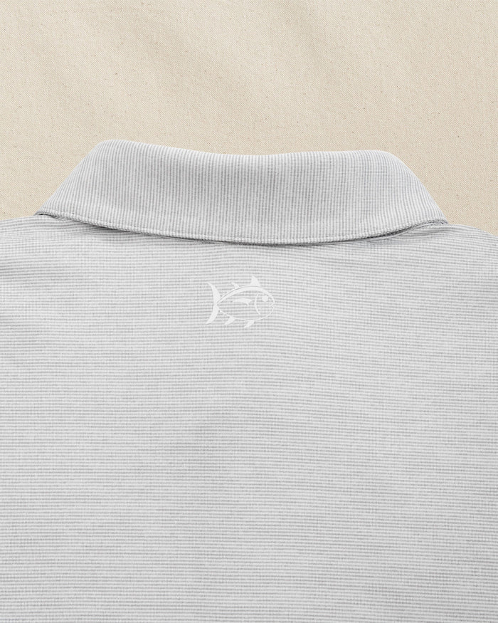 The detail view of the Southern Tide Penn State Nittany Lions Driver Spacedye Polo by Southern Tide - Slate Grey