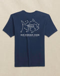 The back view of the Southern Tide Penn State Nittany Lions Skipjack Play Short Sleeve T-Shirt by Southern Tide - Navy and White