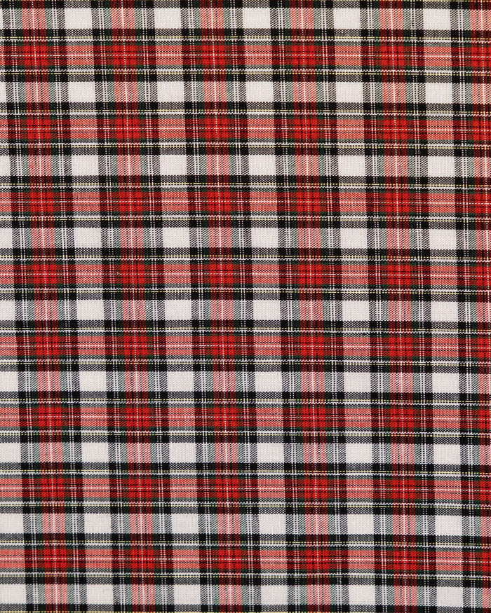 The detail pattern view of the High Cotton Peppermint Plaid Cotton Pocket Square at Southern Tide - Red