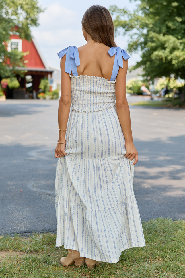 Petal Party Blue And White Floral Smocked Dress