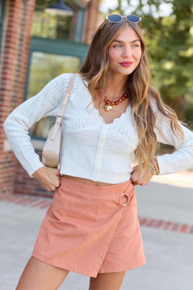 Pheobe Ivory Pointelle Cardigan Top