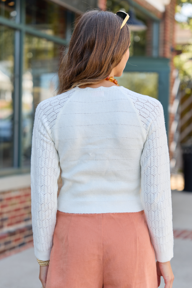 Pheobe Ivory Pointelle Cardigan Top