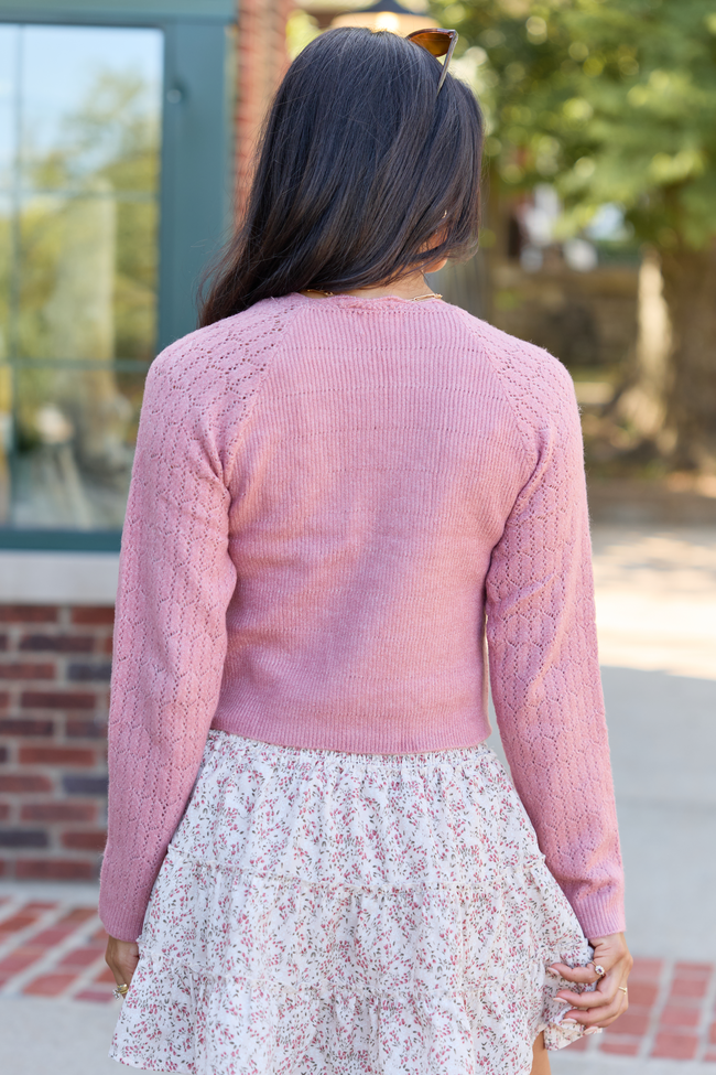 Pheobe Mauve Pointelle Cardigan Top