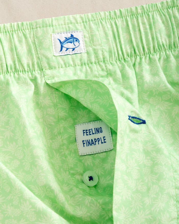 The detail view of the Southern Tide Pineapple Parade Boxer by Southern Tide - Green Ash
