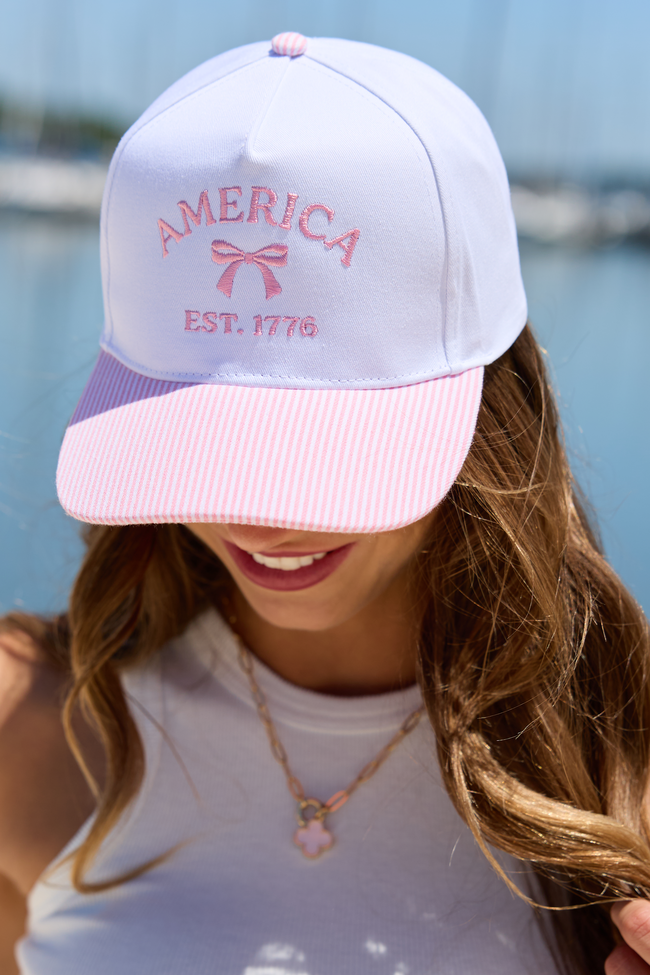 Pink Striped America Hat
