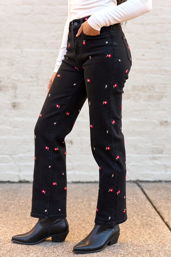 Piper Embroidered Straight Leg Jeans FINAL SALE
