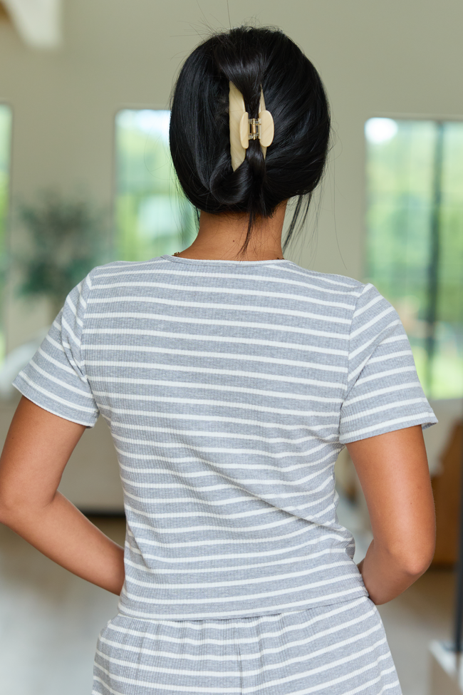 Piper Grey Striped Tee