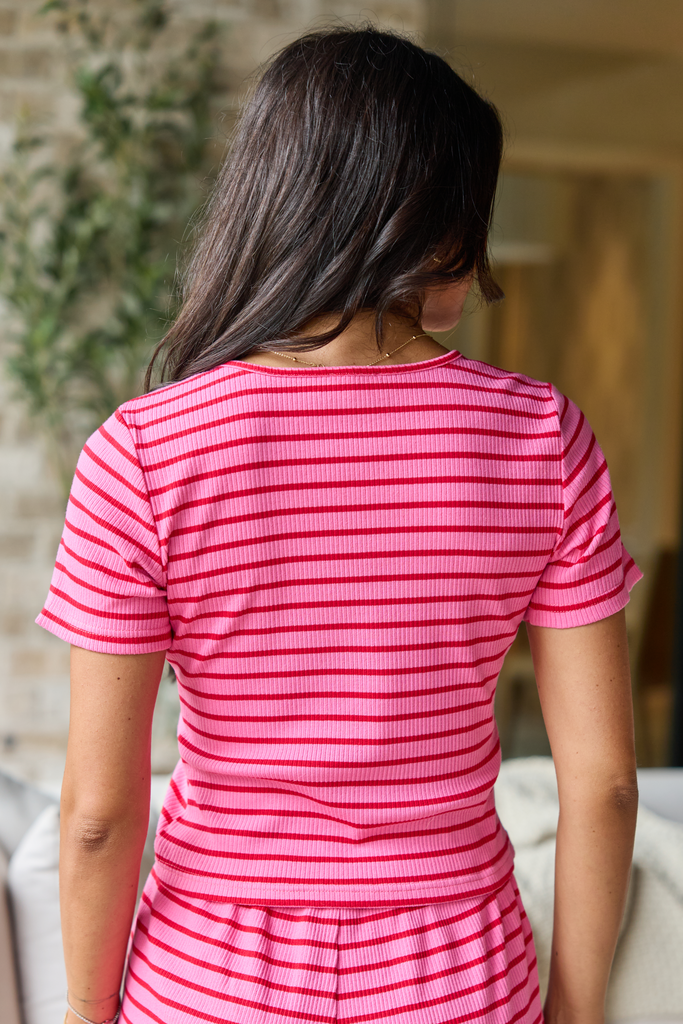 Piper Hot Pink Striped Tee