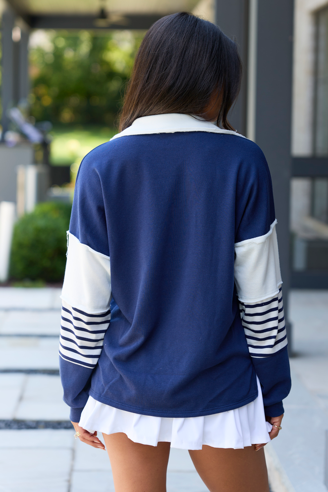 Play It Cool Blue Collared Pullover