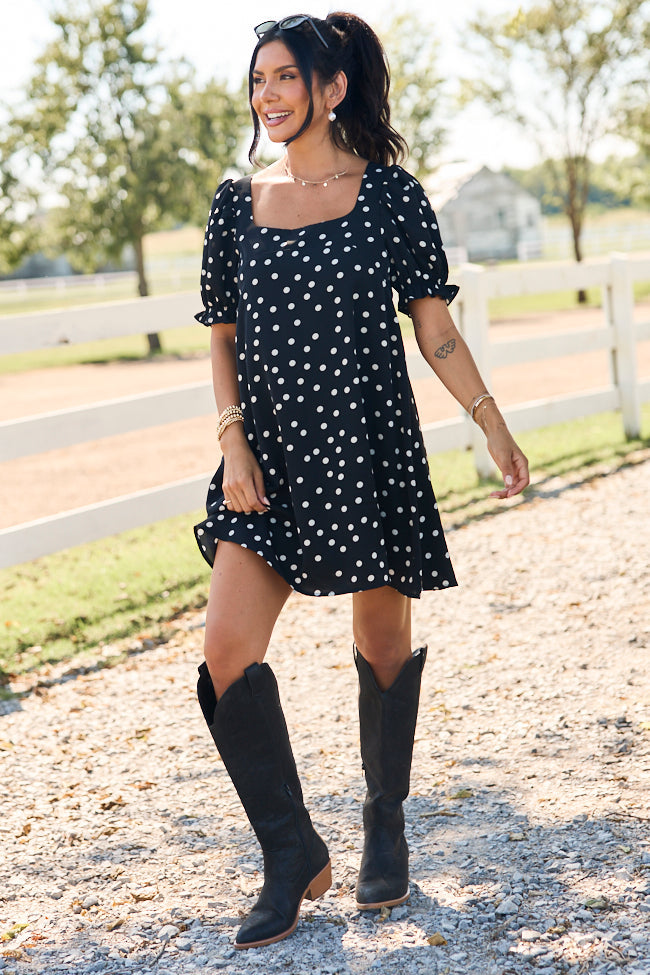 Polka Dot Darling Black Mini Dress