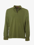 Polo uomo maniche lunghe cotone verde muschio tinta unita - Gallo 1927 - Official Online Shop