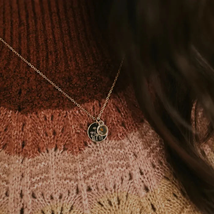 Poppy Necklace with Mustard Seed