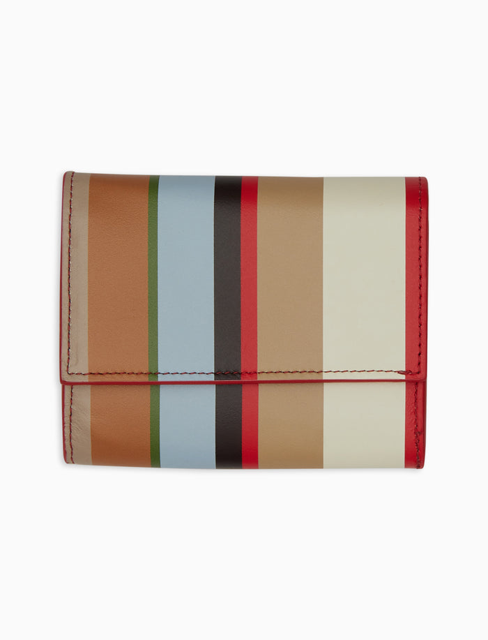 Portafoglio piccolo donna pelle biscotto righe multicolor - Gallo 1927 - Official Online Shop