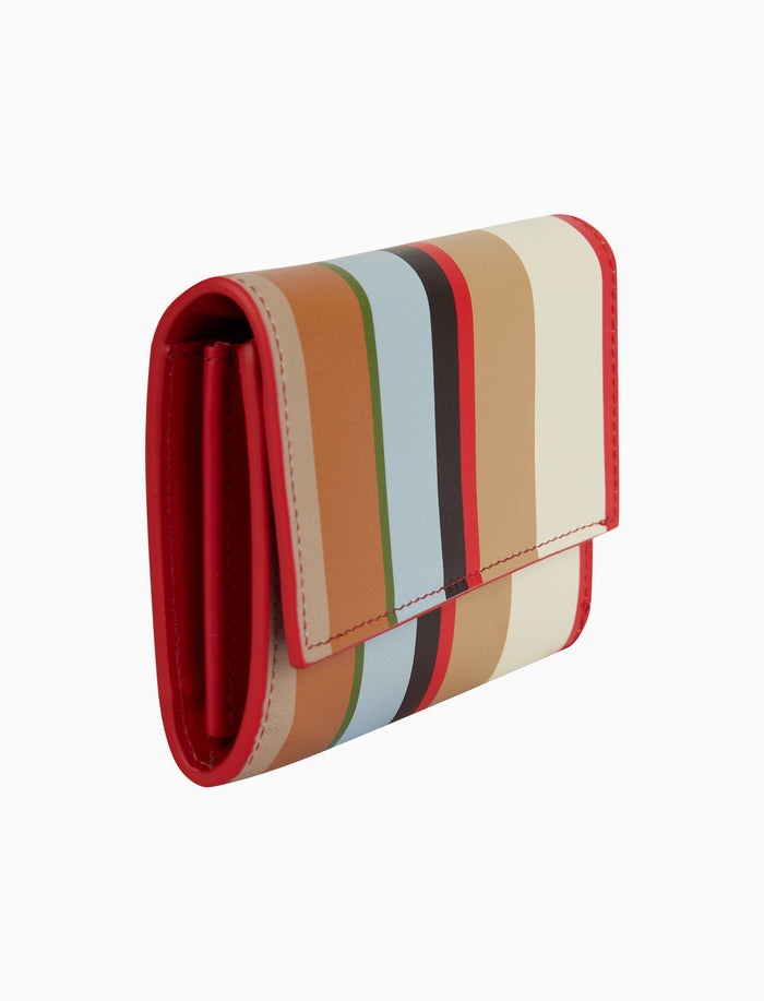 Portafoglio piccolo donna pelle biscotto righe multicolor - Gallo 1927 - Official Online Shop