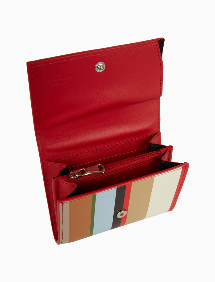 Portafoglio piccolo donna pelle biscotto righe multicolor - Gallo 1927 - Official Online Shop