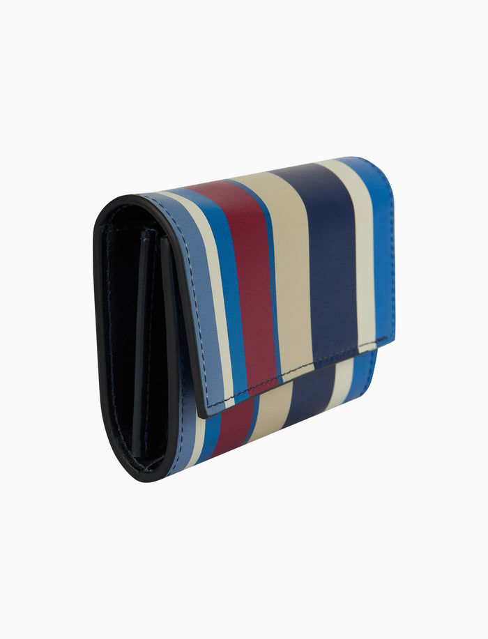 Portafoglio piccolo donna pelle blu royal righe multicolor - Gallo 1927 - Official Online Shop