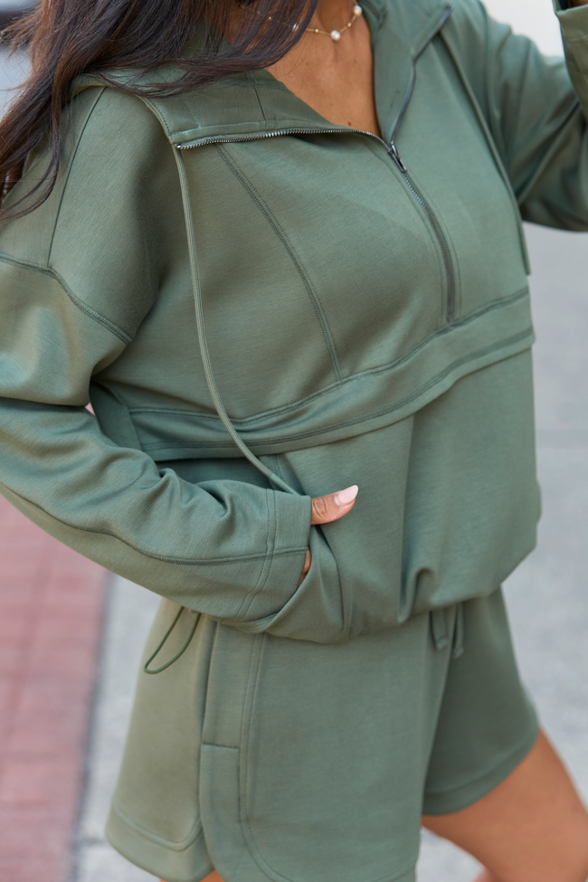 Power In Progress Olive Green Scuba Half Zip
