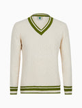 Pull scollo a v unisex cotone corda tinta unita con contrasti - Gallo 1927 - Official Online Shop