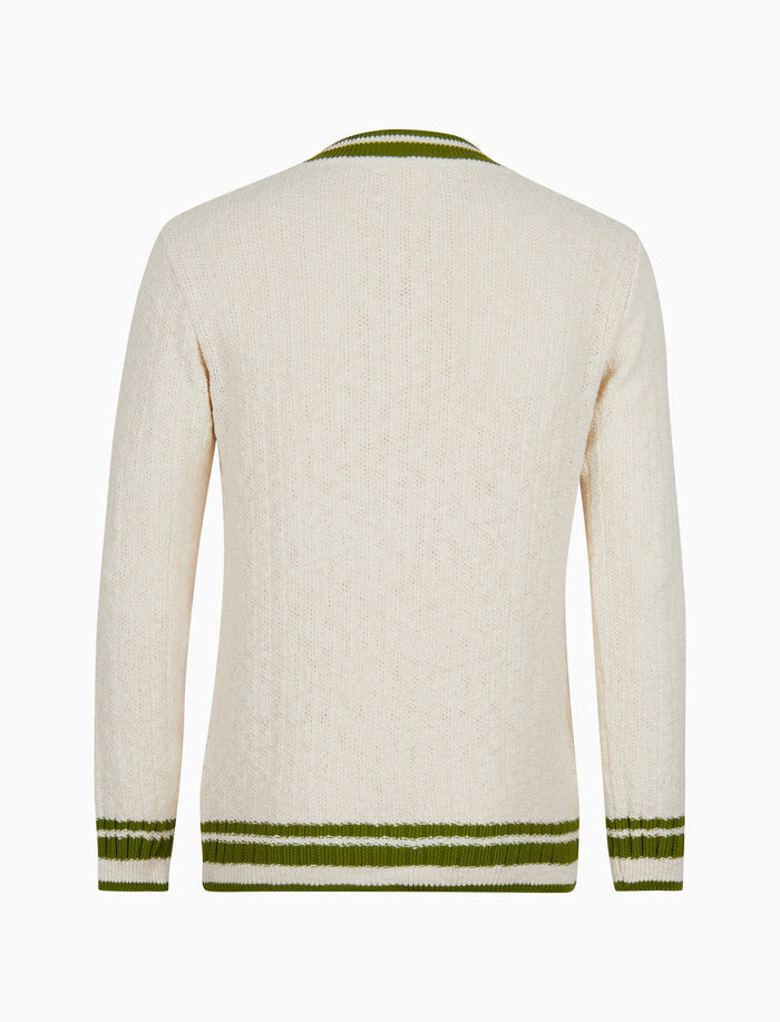 Pull scollo a v unisex cotone corda tinta unita con contrasti - Gallo 1927 - Official Online Shop