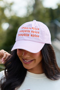 Pumpkin Spice Repeat Pink Embroidered Relaxed Hat