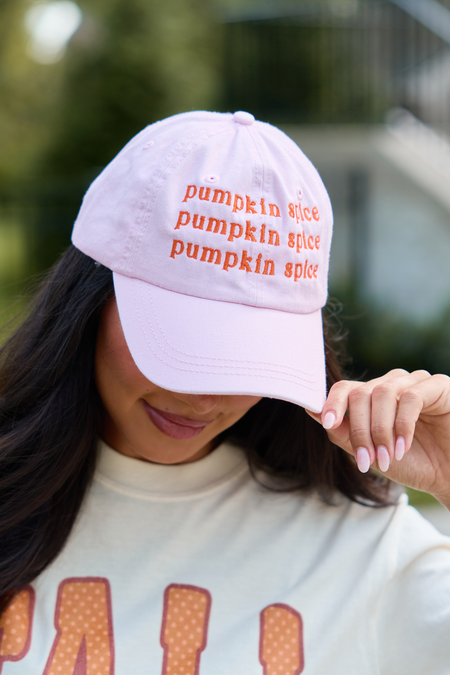 Pumpkin Spice Repeat Pink Embroidered Relaxed Hat