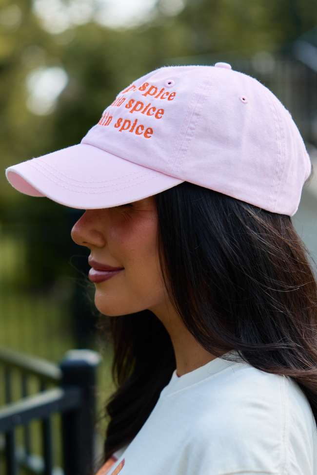 Pumpkin Spice Repeat Pink Embroidered Relaxed Hat