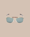 The front view of the Southern Tide Quarter Deck Aviator by Southern Tide - Yellow Gold Frame with American Green Lens
