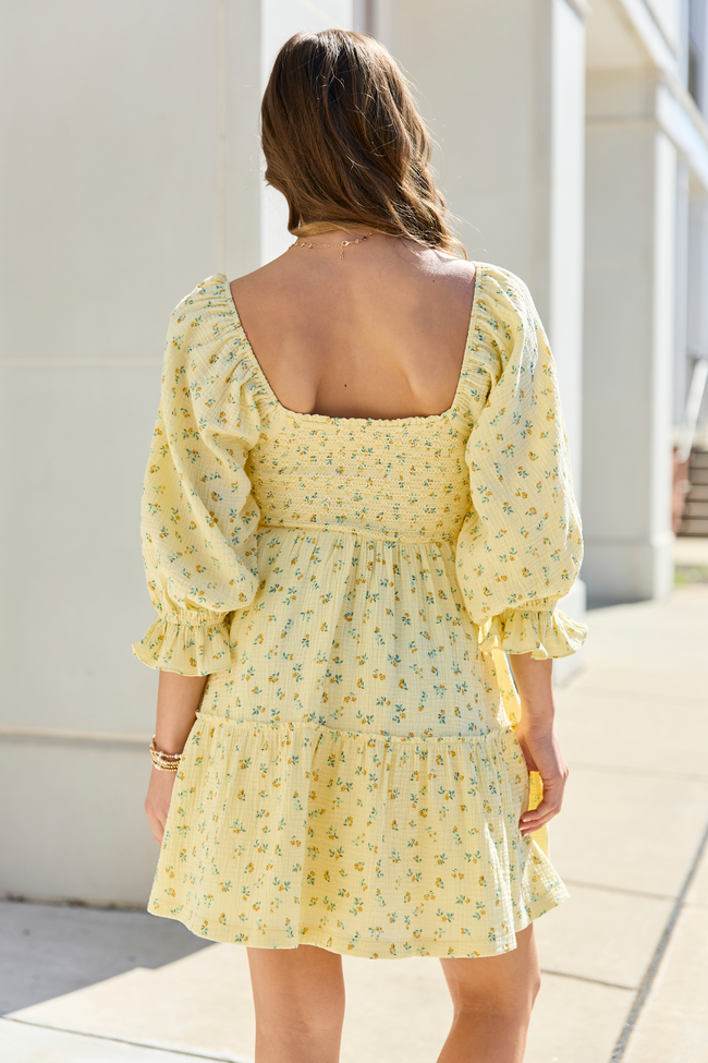 Quincy Yellow Floral Smocked Top Dress FINAL SALE