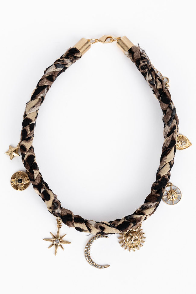 Ramona Leopard Scarf Charm Necklace FINAL SALE