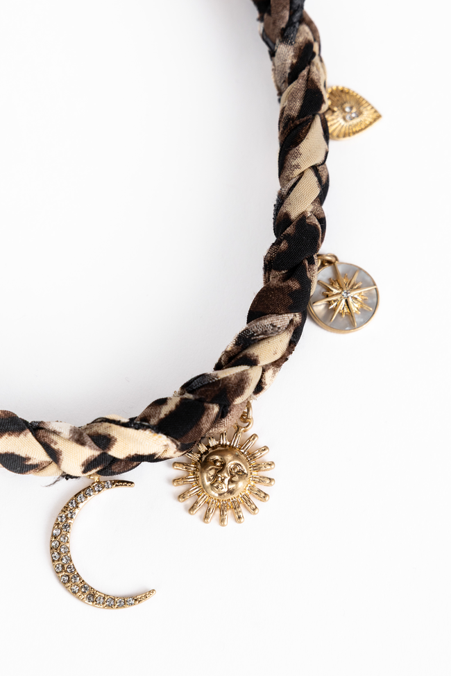 Ramona Leopard Scarf Charm Necklace FINAL SALE