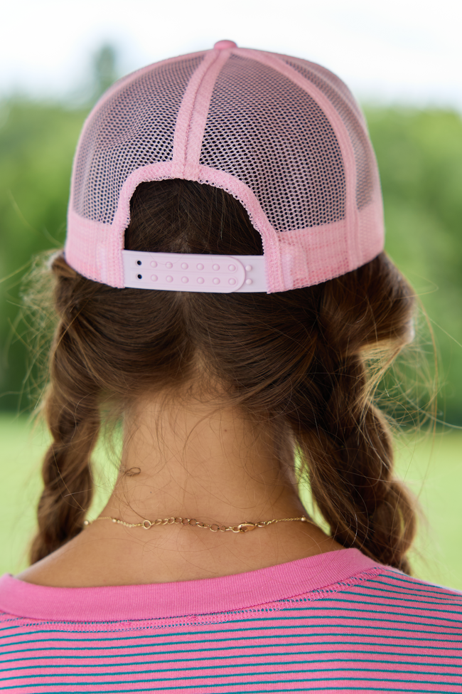 Really Busy Dilly Dallying White/Pink Embroidered Trucker Hat