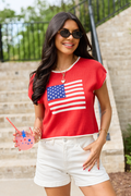 Red American Flag Sweater Top FINAL SALE
