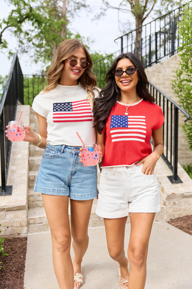 Red American Flag Sweater Top FINAL SALE