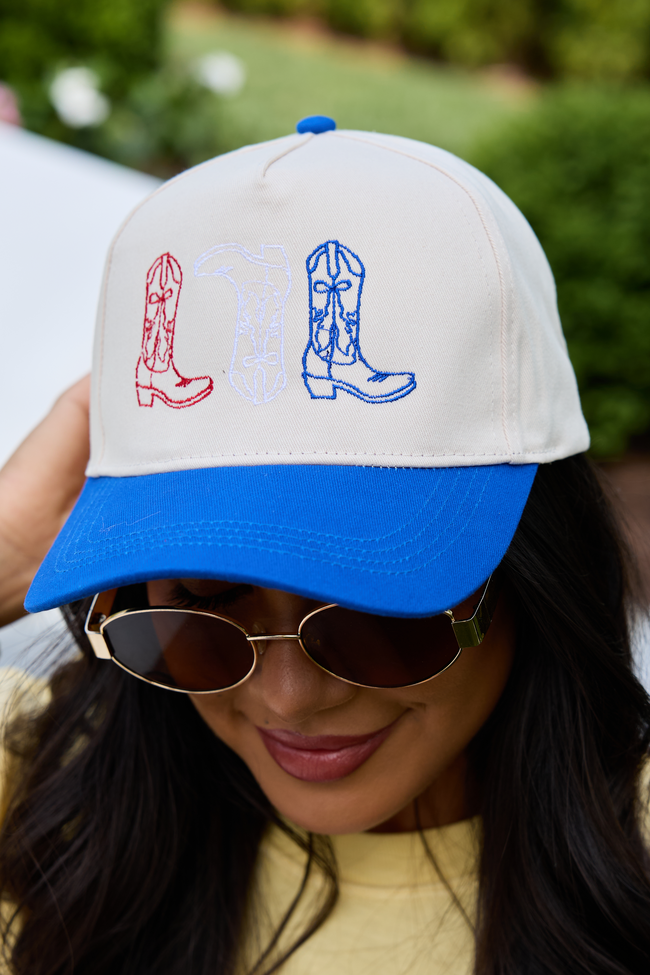 Red White & Blue Cowboy Boot Trucker Hat SALE FINAL SALE