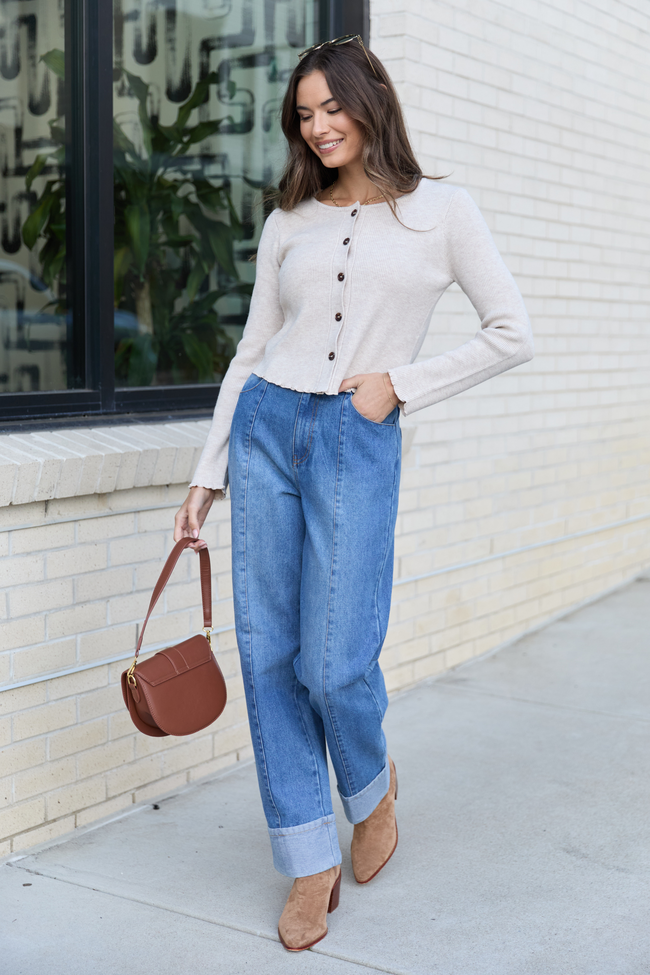 Reina Medium Wash Cuffed Jeans FINAL SALE