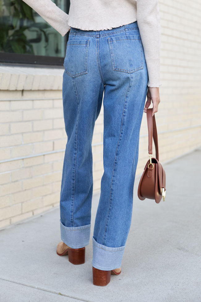 Reina Medium Wash Cuffed Jeans FINAL SALE